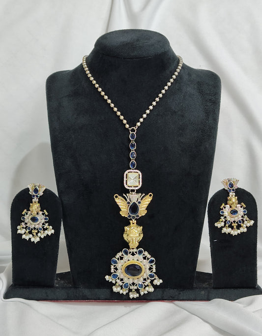 Silver Replica Sapphire and Pearl Statement Set