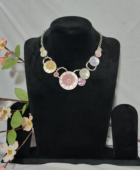 Elegant Pastel Circle Statement Necklace