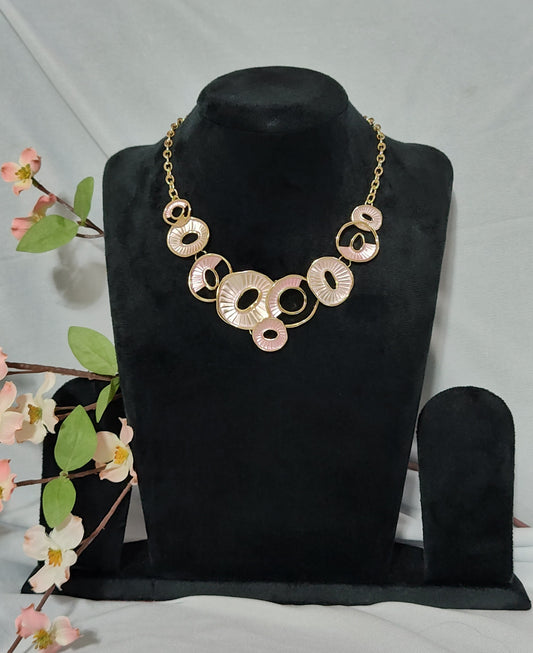 Charming Golden Circular Design Statement Necklace