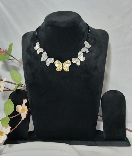 Elegant Two-Tone Butterfly Necklace