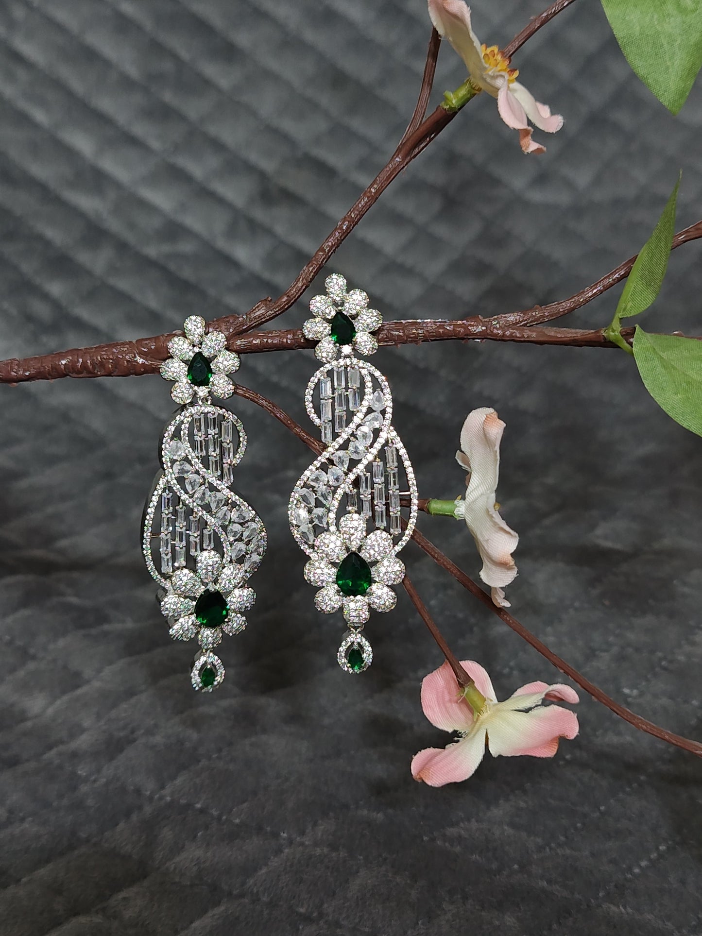 Extremely Beautiful Emerald Twirl Earrings