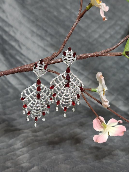 American Diamond Fan Chandelier Earrings