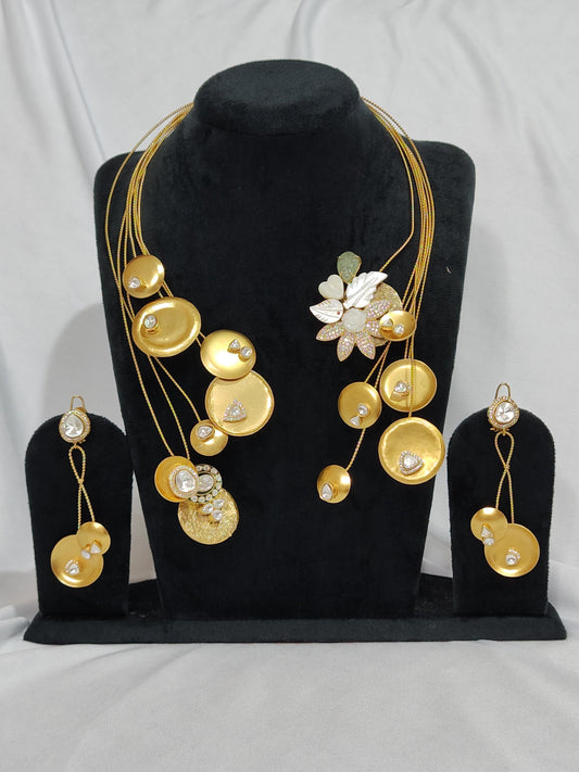 Golden Radiance Fusion Necklace and Earring Set