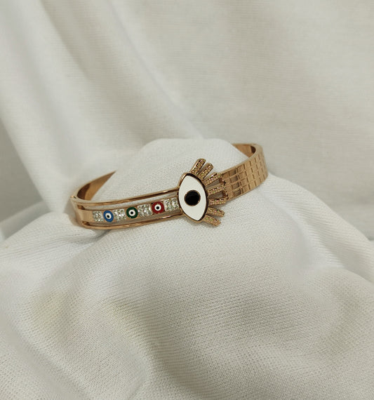 Anti-Tarnish Evil Eye Bangle with Colorful Accents